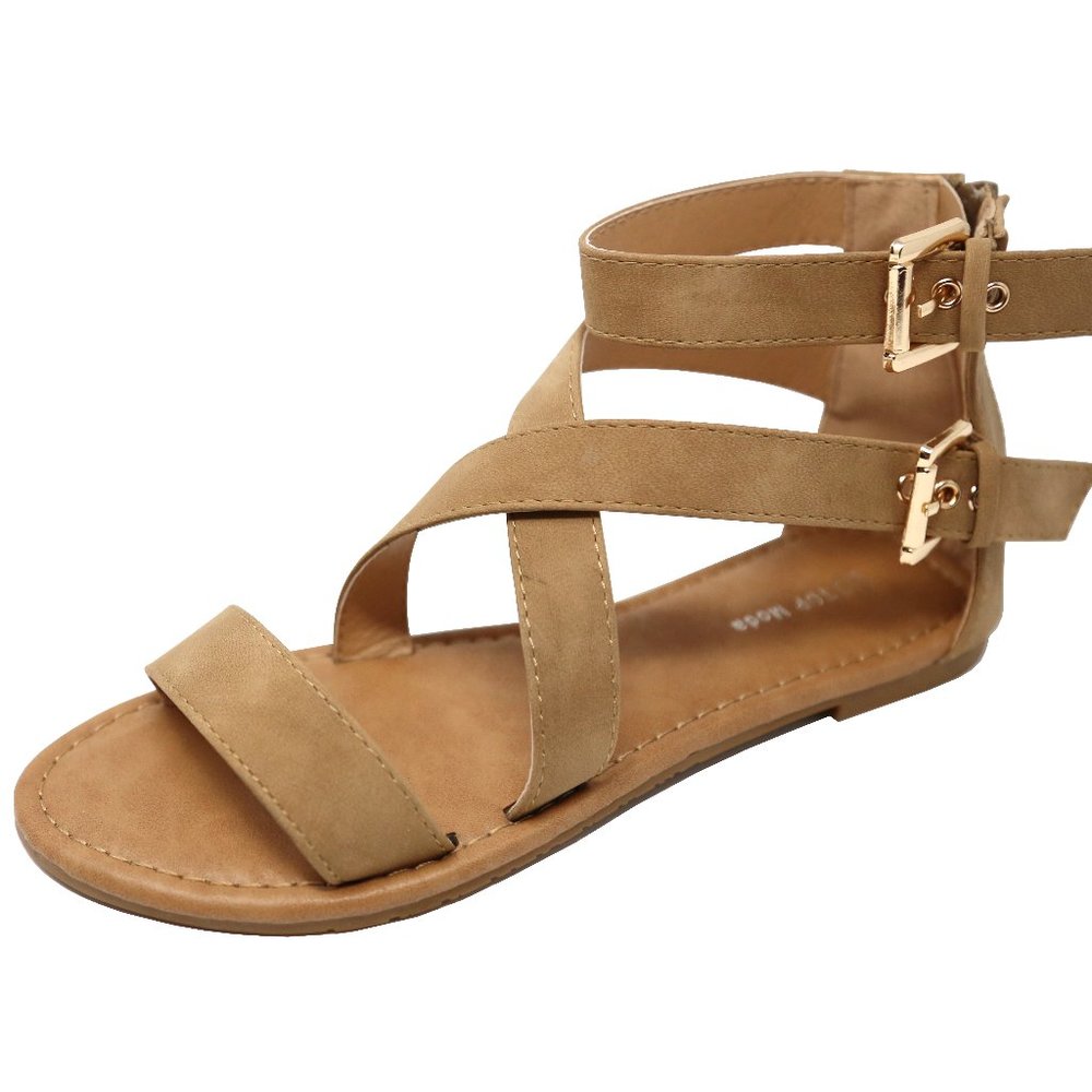 New Tan Strappy Gladiator Flat Sandals
